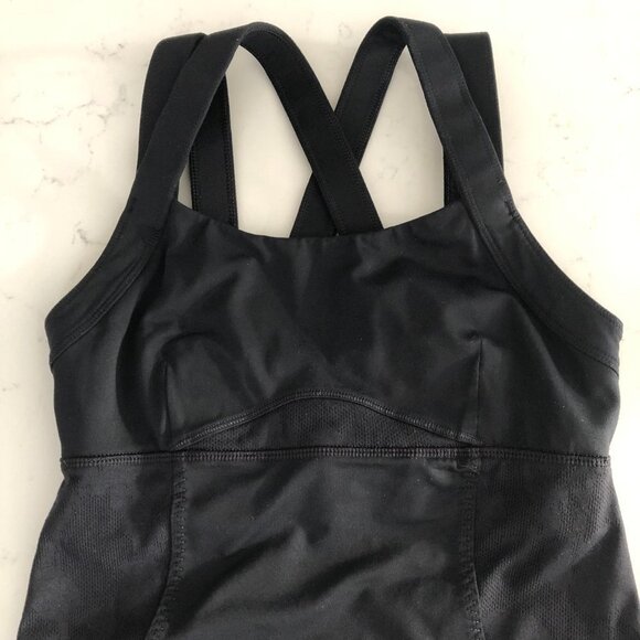 Lululemon Chaturanga Strappy Criss Cross Yoga Tank Top Luxtreme Black Sz 4 - Picture 2 of 13